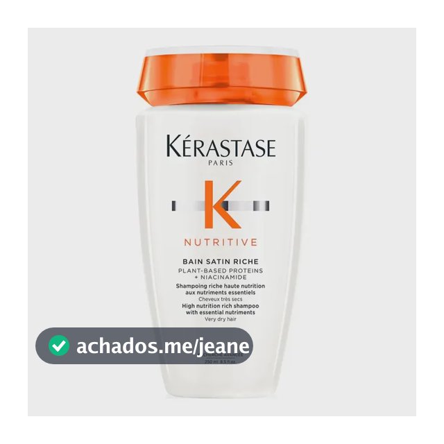 Shampoo Kérastase Nutritive Bain Satin Riche Cabelos Secos 250ml