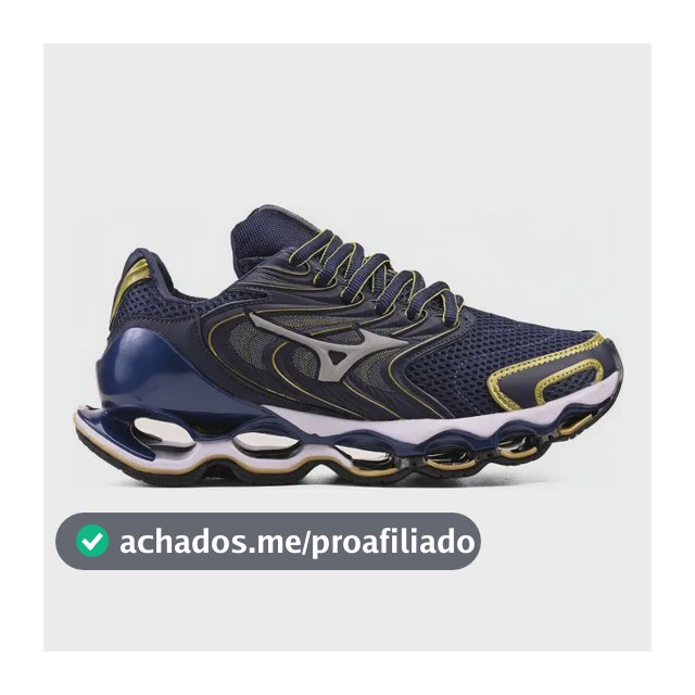Tênis Masculino Mizuno 12s Macio Caminhada Academia Oferta Marinho/dourado 40 Br
