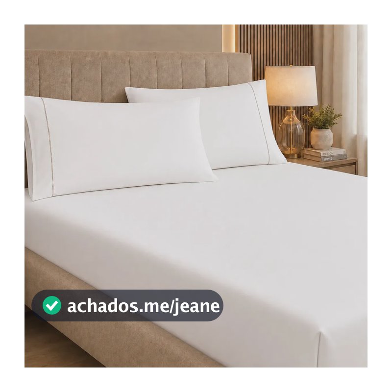 Jogo De Lençol Queen 3 Peças 400 Fios C/ Elástico Hotel Branco Liso
