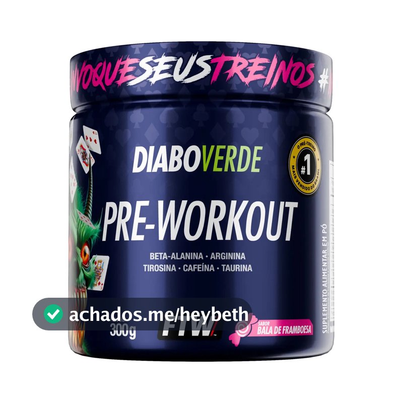 Pré Treino Pre Workout DIABO VERDE Pote 300g Sabor Bala De Framboesa Ftw
