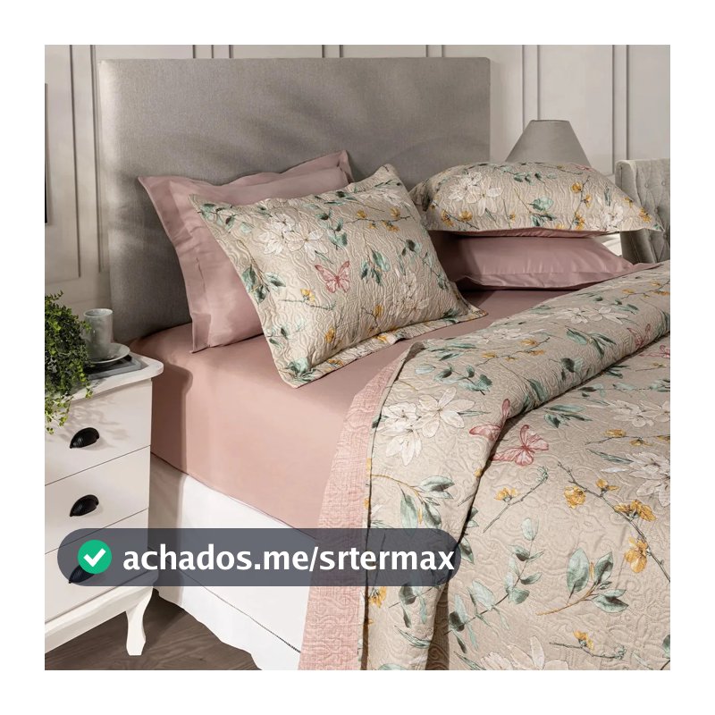 Kit Cobre Leito Colcha Casal 3 Peças Boutis Lisas Dupla Face Porta Travesseiro Aba Americana Isabel Areia