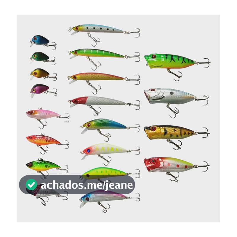 Kit 20 Iscas Artificiais De Pesca Meia Água E Superfície Para Tucunaré Traíra - Iscas Variadas E Eficientes