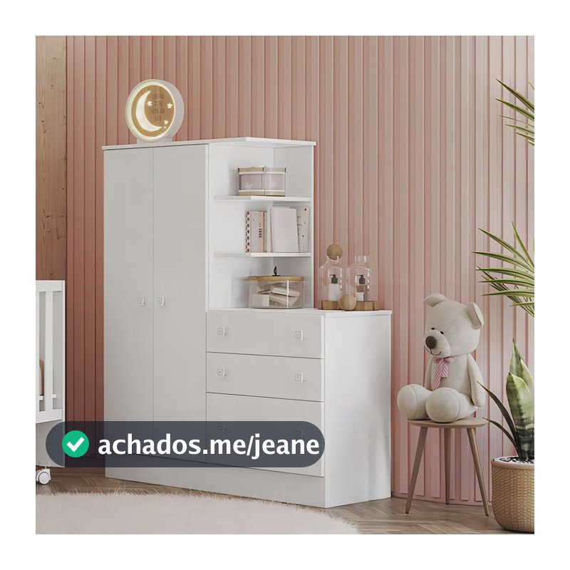 Guarda-roupa Infantil Doce Sonho 2 Portas Branco - Qmovi