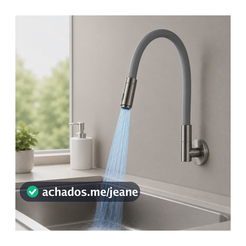 Heemli Torneira Cozinha Parede Inox 304 Água Fria 360° Cinza Cinza Fosco