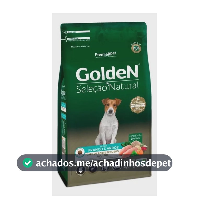 Ração Golden Seleção Natural Cães Adultos Mini Bits - 3kg