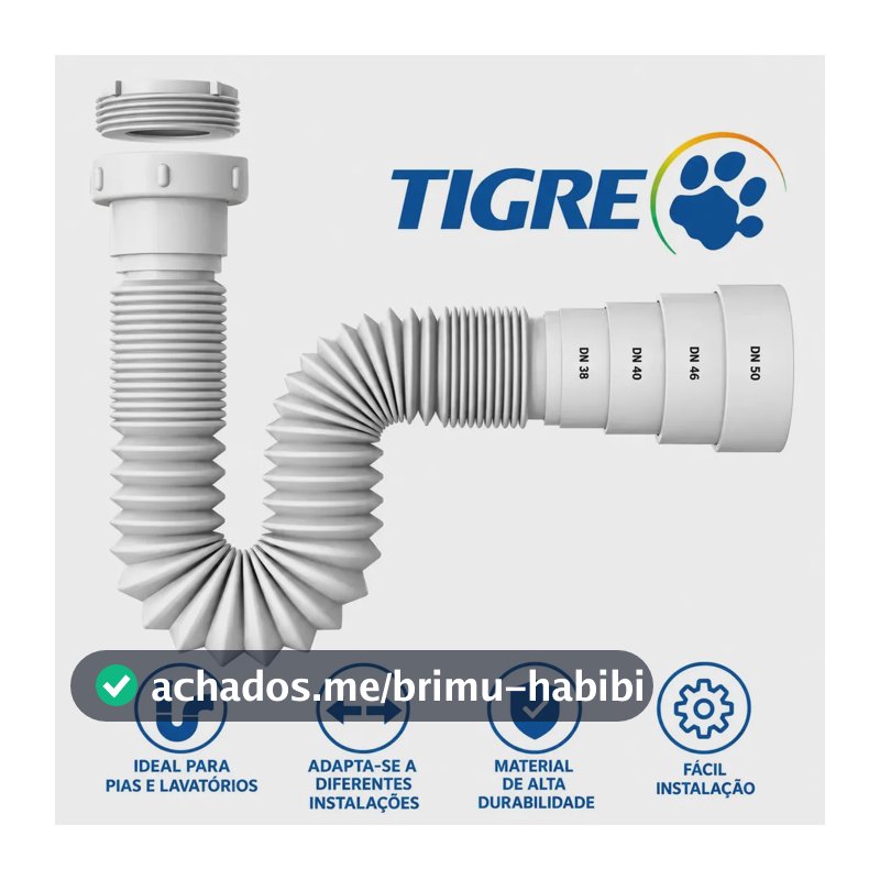 Sifão Sanfonado Tubo Flexível Tigre Universal Multiuso Para Pias Lavatórios Cubas