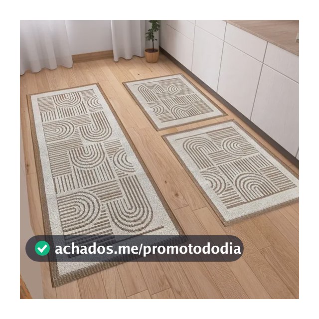 Kit Tapetes Passadeira 3 Peças Linea Luxo Tear Para Cozinha