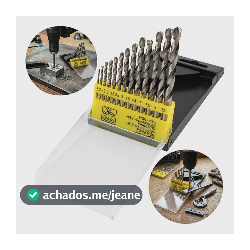 Jogo 13 Brocas Fura Aço Inox Metal Alumínio 1.5mm A 6.5mm
