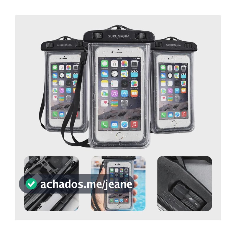 Kit 3 Capinha Impermeável Capa a Prova Dagua Celular Cor Preta Universal Gurumania
