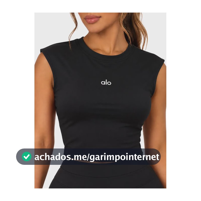Cropped Regata Feminino Costas Abertas Cruzadas Com Bojo Preto M