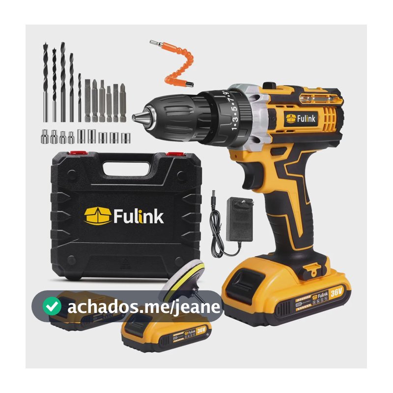 Parafusadeira Furadeira Impacto Fulink Profissional Fk90pt Amarelo 127/220v 60hz