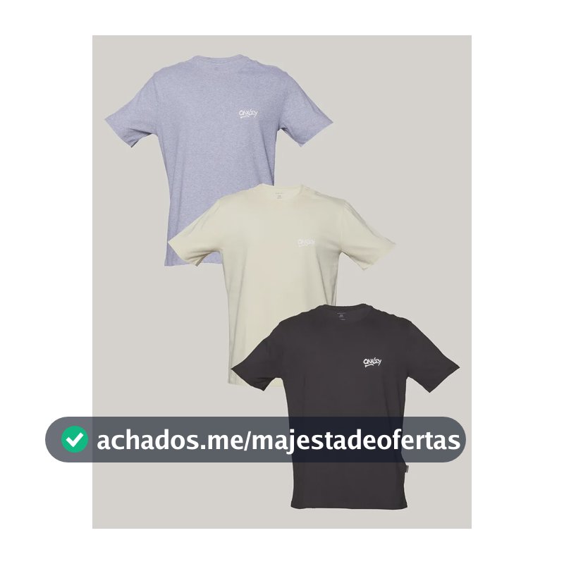 Kit 3 Camisetas Masculina Logo Grafitti Oakley. Misselaneous Logomarca M Liso