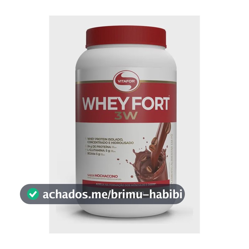 Proteína em Pó Vitafor Whey Fort 3W Sabor Mochaccino Blend Isolado, Concentrado e Hidrolisado 900g