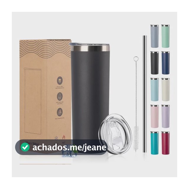 Copo Térmico A Vácuo Dupla Camada 20oz 591ml Para Carro Preto Liso
