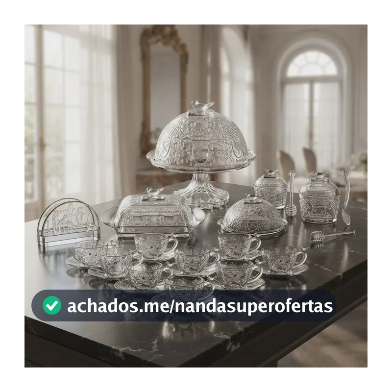 Aparelho da L'hermitage Linha Canary Em Cristal Com 18 Pçs Mesa Posta Cafe Chá Da Manhã Tarde Luxo