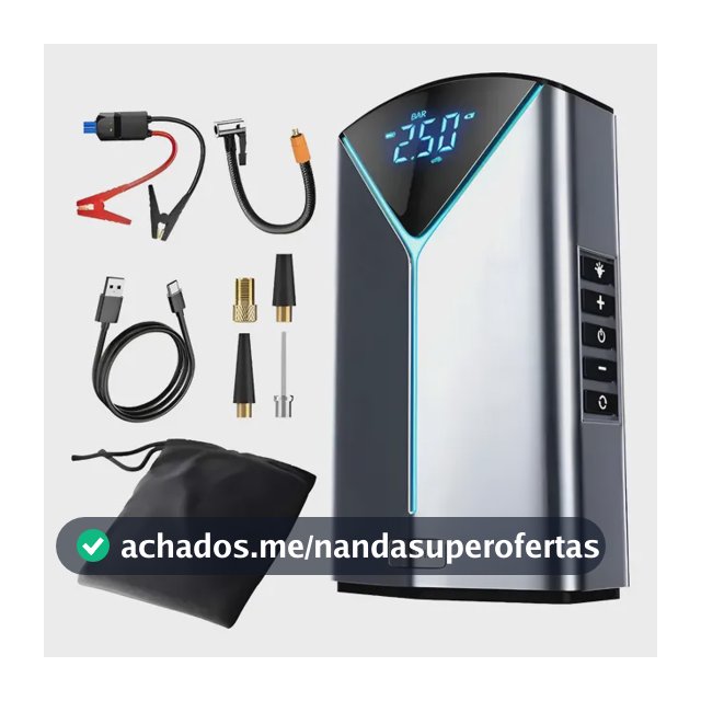 Auxiliar Partida Automotivo Bateria Compressor Ar Portátil