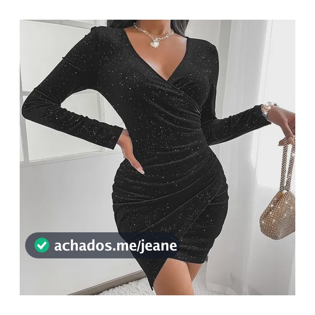 Vestido De Festa De Veludo Com Decote Em V Franzido
