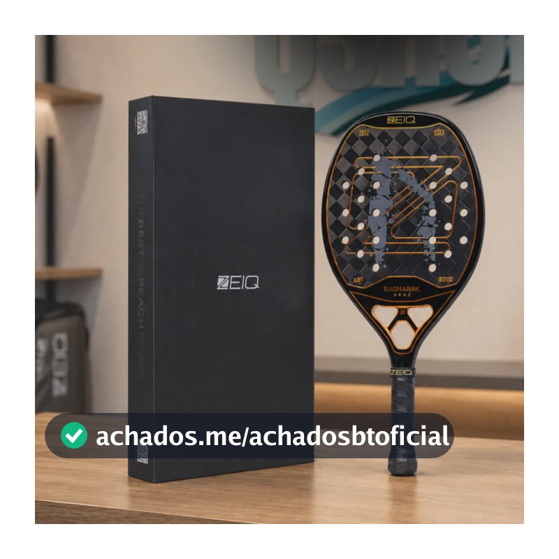 Raquete De Beach Tennis 18k Zeiq Ragnarok Uruz C Tratamento Preto