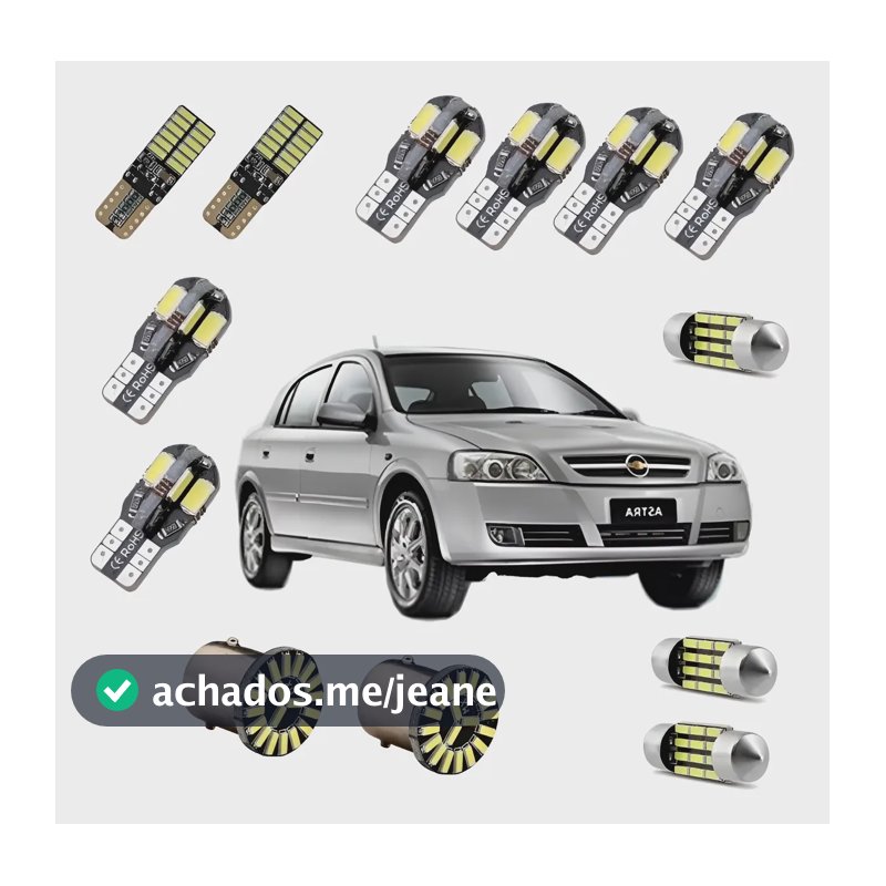 Kit Lampadas Led Astra Premium 2003 A 2011 Teto Placa Ré Astra - Branco