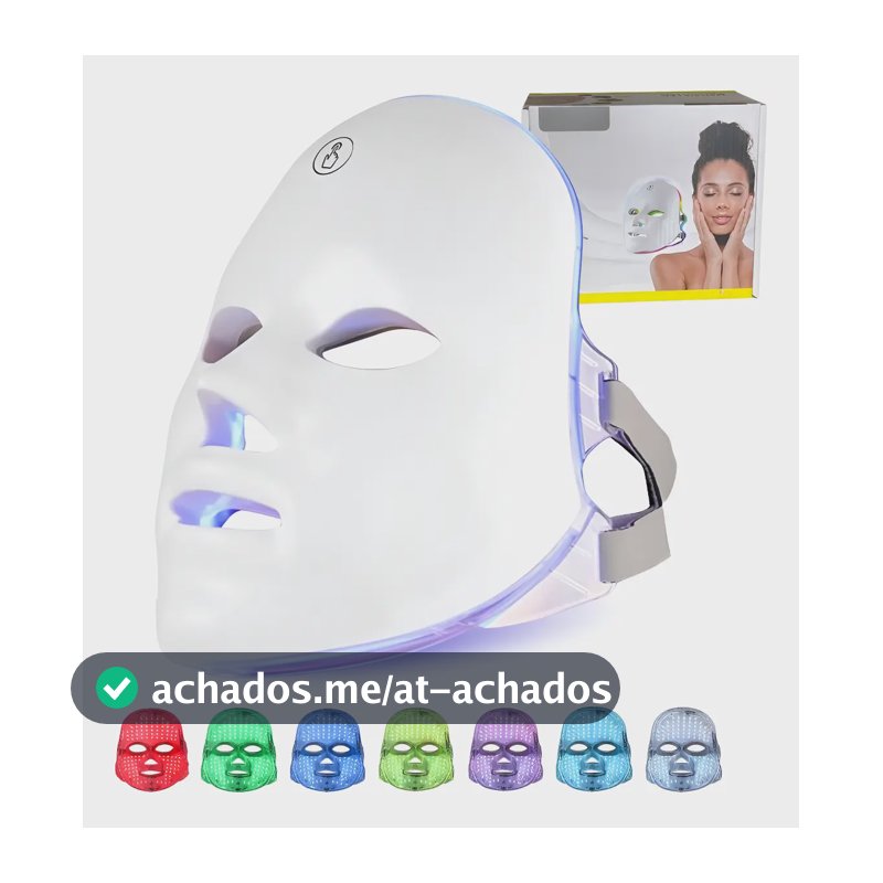 Máscara Facial B-Max Skincare LED 7 Cores Fototerapia Recarregável USB