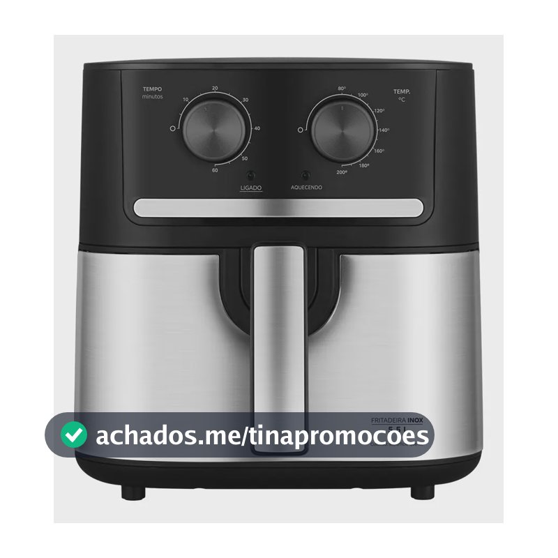 Fritadeira Air Fryer 5,5l Cyclone Preto E Inox Midea