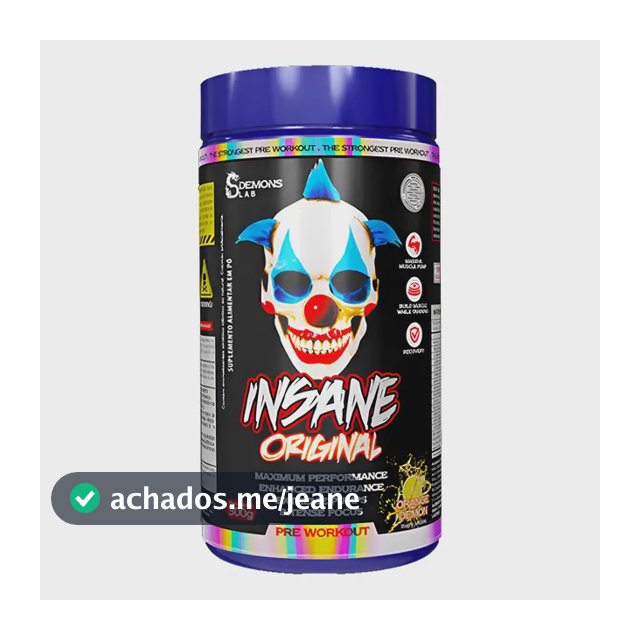 Pré Treino Insane Original Orange 300g - Demons Lab Sem Sabor