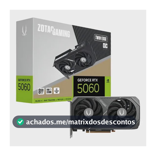 Placa De Vídeo Zotac Rtx 5060 Twin Edge Oc 8gb Gddr7