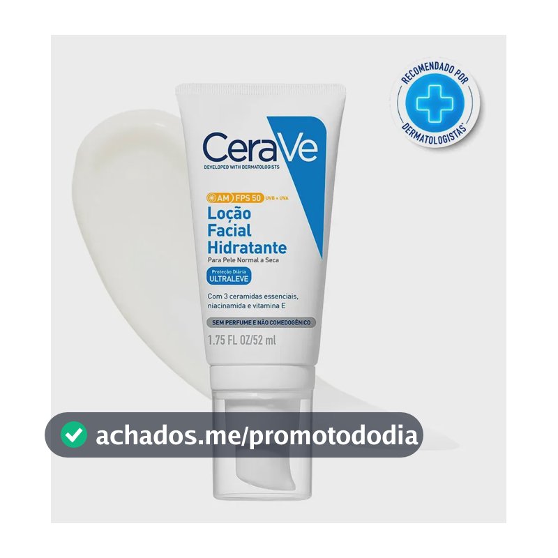 Loção Facial Hidratante FPS 50 com Ceramidas e Niacinamida, AM CeraVe, 52g