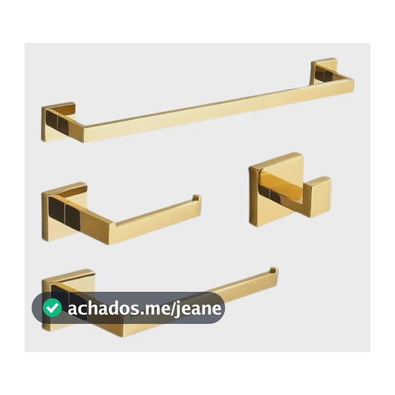 Kit De 4acessórios Para Banheiro Inox 304luxo Toalheiro 40cm Dourado