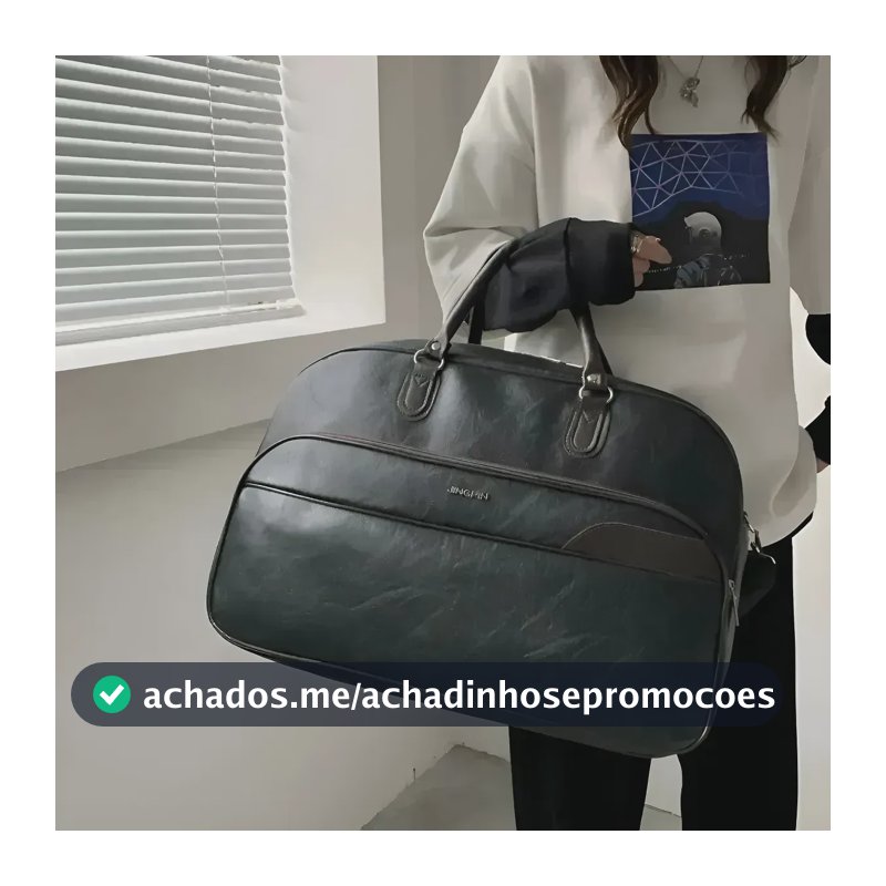 Bolsa Couro Grande De Viagem Mala Mão Resistente Preta Artestore