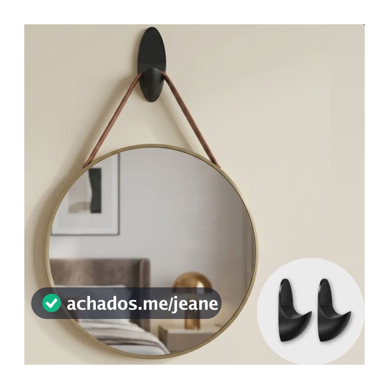 Kit 2 Pendurador Espelho Sem Furo Adesivo Ultra Resistente Preto