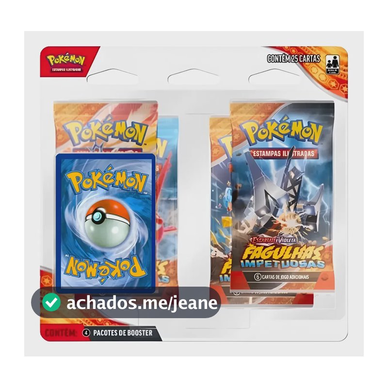Blister 4 Booster Pacote Cartas Pokémon Fagulhas Impetuosas Pt-br