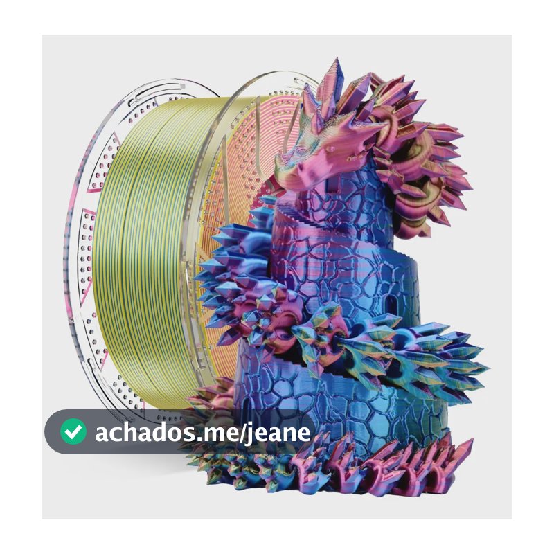 Filamento 3D Tricolor Pla Silk 1,75 mm 1 kg Impressora Conjure Cor Vermelho Amarelo Azul_Y