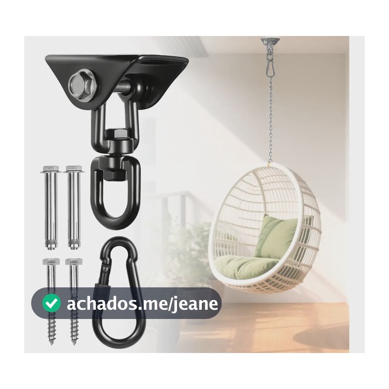 Kit Gancho De Rede Silencioso Reforçado Premium Completo Preto