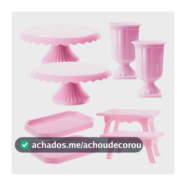 Kit Festa 8 Pçs - Boleira Vaso Bandejas Mesinha Premium