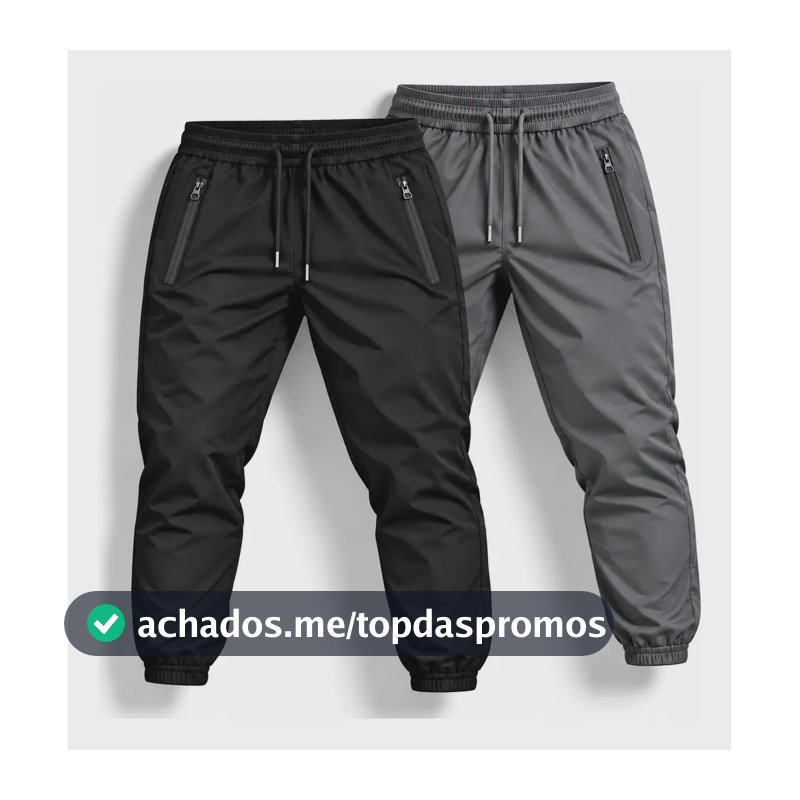 Kit 2 Calça Academia Poliamida Elastano Jogger Masculina Preto - Cinza Gg