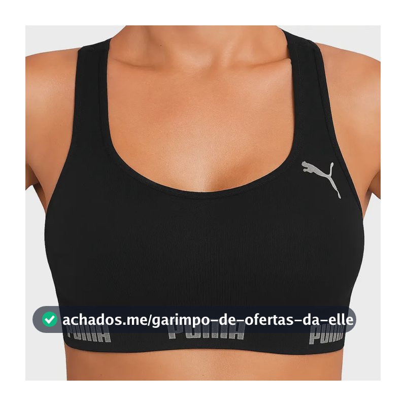 Top Puma Original Feminino Alta Sustentação Academia Fitness Preto Lisa G 44-46