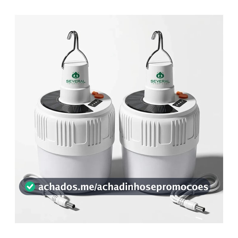Kit 2 Lampada Led Solar Lampiao Recarregável Camping Usb Pesca Jardim Multiuso Viagem Several