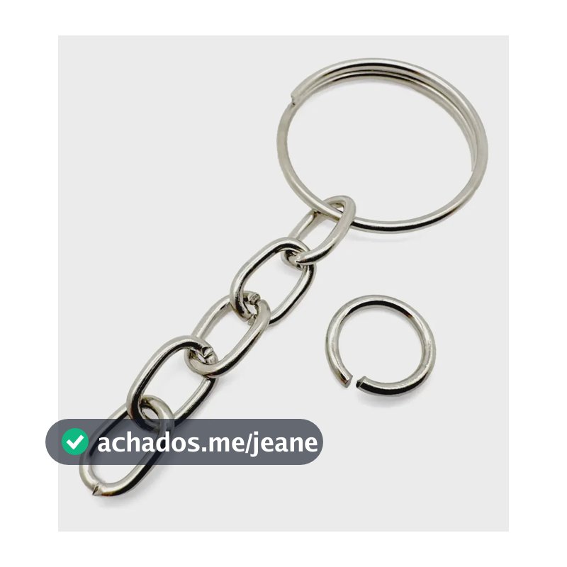 1000 Argola Para Chaveiro 20mm C/corrente + Arg 10mm Argola De Chaveiro Niquel