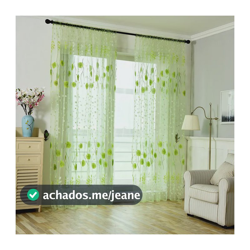 Cortina De Janela De Voile Transparente, Cortina Macia Com F