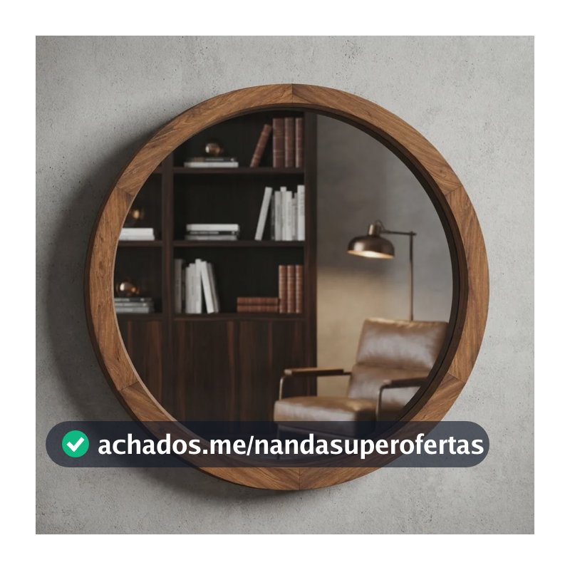 Espelho Alto Padrao 90cm Moldura Madeira Grossa Lâmina Madeira Maciça
