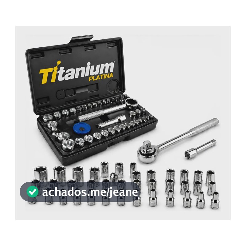 Kit Jogo De Soquetes Sextavados 40 Peças Titanium Platina Platina