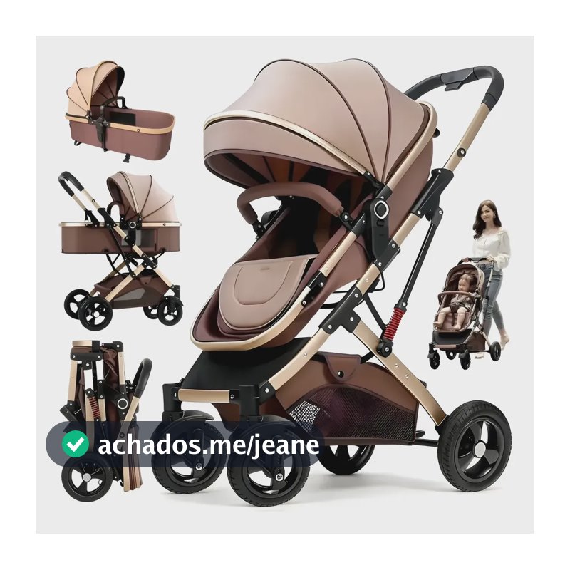 3 Em1 Carrinho Passeio Bebê Reversível Berço Moisés Conforto Chocolate