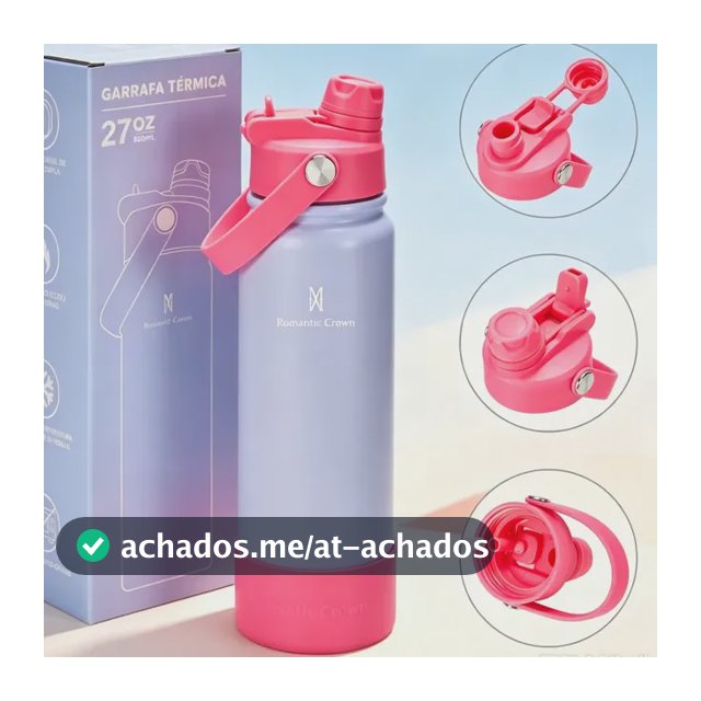 Garrafa Térmica 800ml Inox Bico Duplo Canudo Alça Esporte Azul-claro