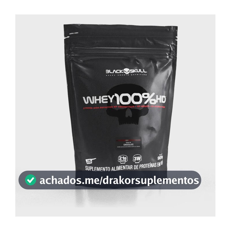 Proteína Black Skull Whey 100% HD em pó sabor Chocolate x 900g