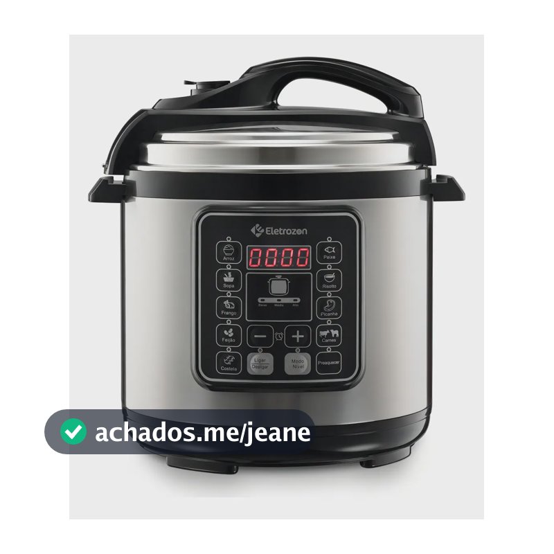 Panela de Pressão Elétrica Eletrozon 1100W de 6 Litros com Revestimento Antiaderente e Desligamento Automático Elt-808