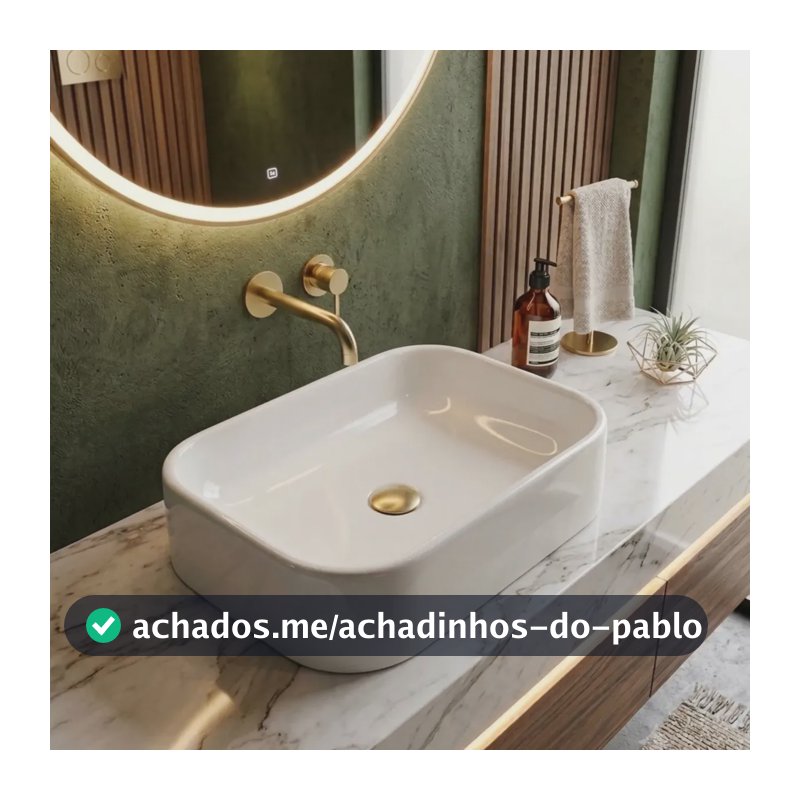 Cuba Pia De Apoio Luna 38x28 Para Banheiro Lavabo Sobrepor Branco Brilhante