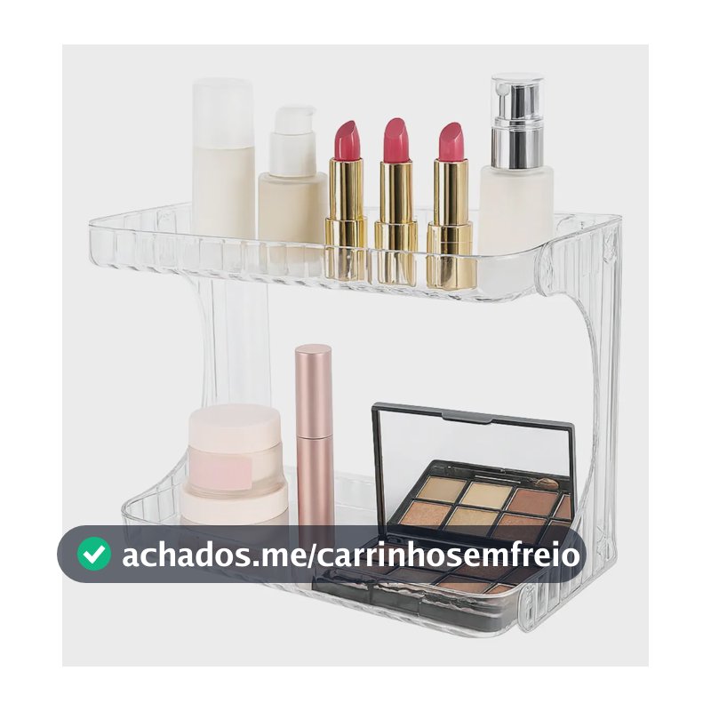 Organizador Porta Maquiagem Banheiro 2 Andares Cosméticos Transparente / Acrílico Kilate Store