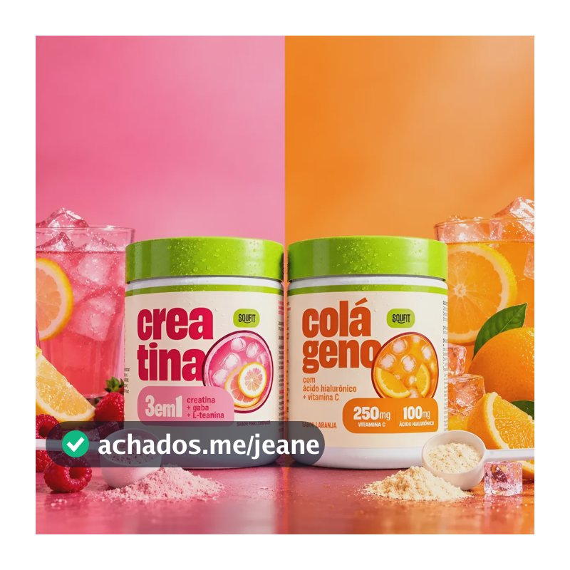 Creatina 300g 3 Em 1 + Colágeno Com Ácido Hialurônico 300g Laranja