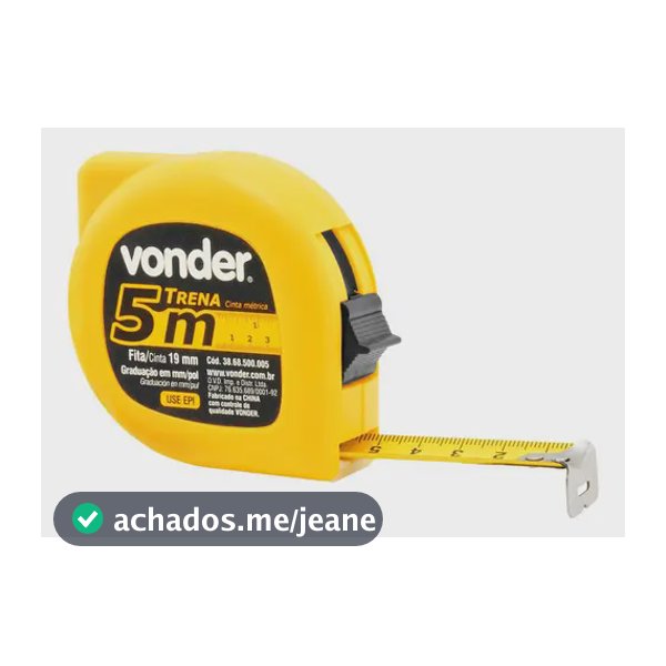 Trena aço 5 mts X 19,0 mm caixa com 12 peças Vonder
